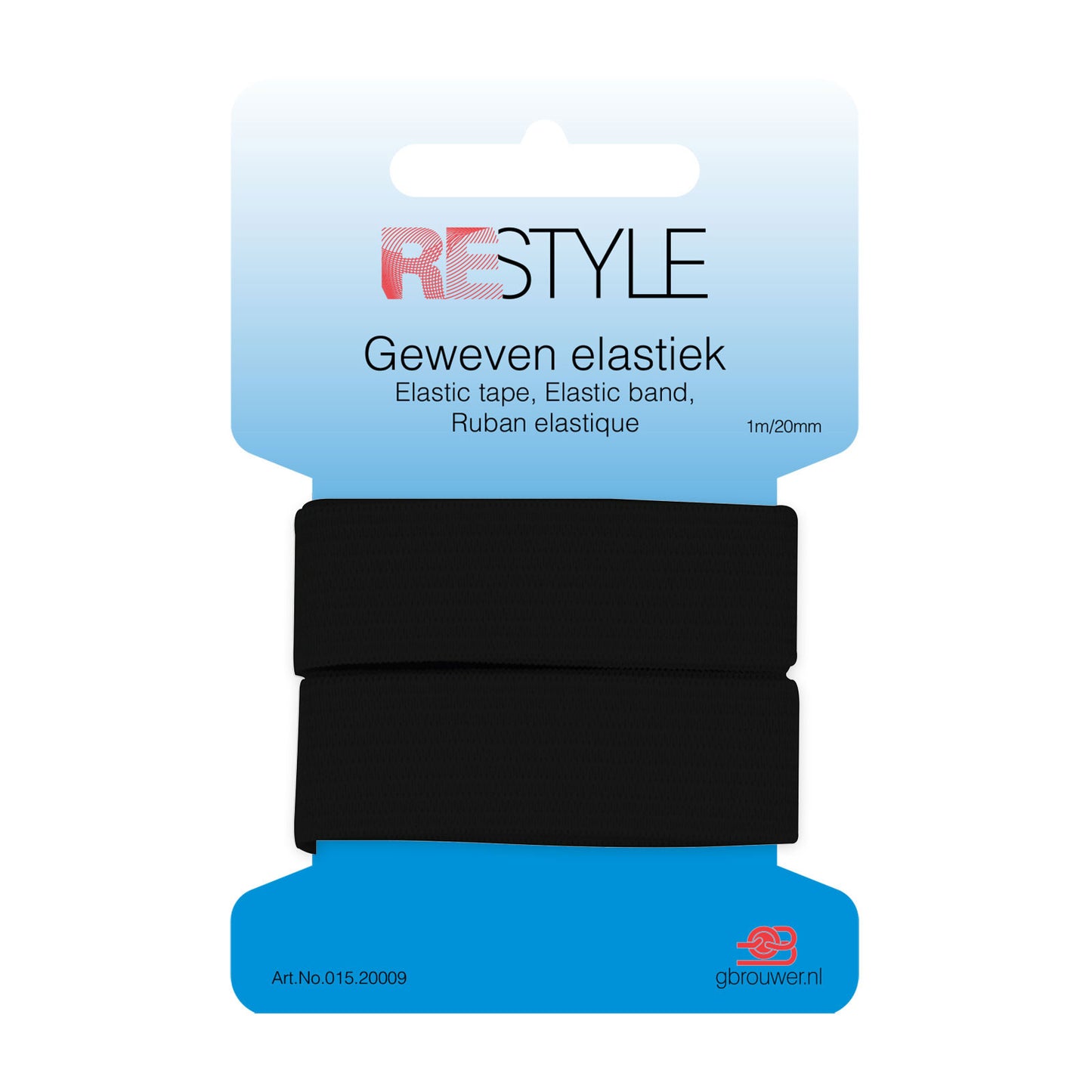 Restyle, geweven elastiek, zwart 20mm