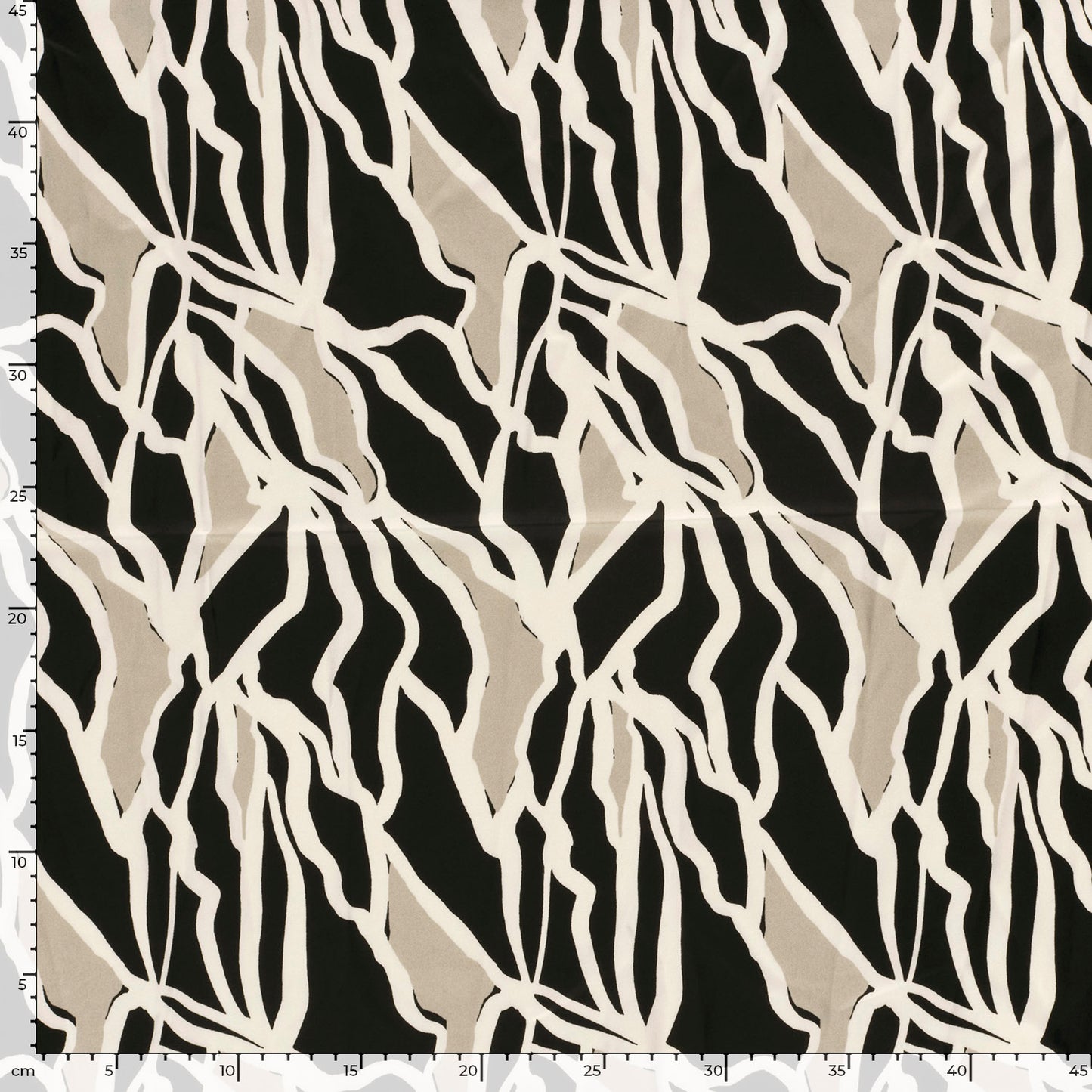 Satijn Duchesse stof bedrukt Abstract Zwart