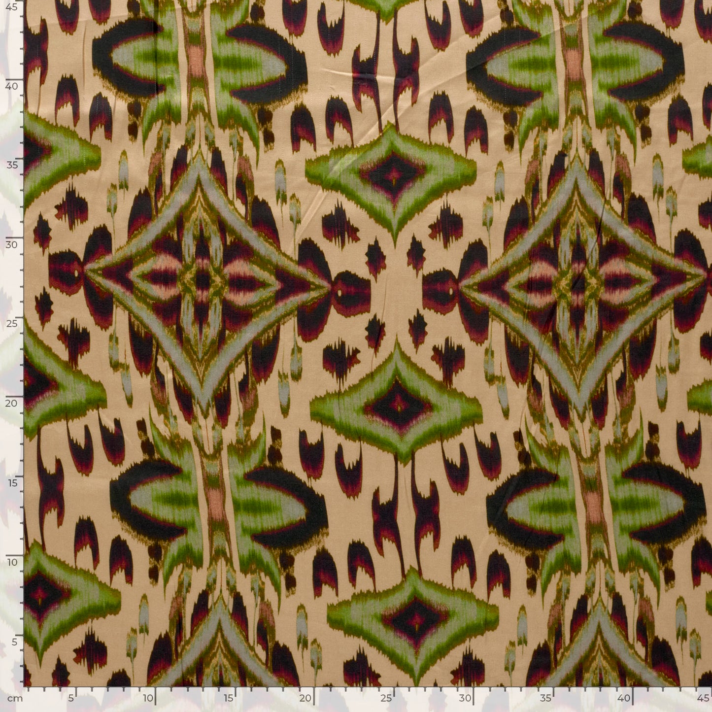 Viscose Satijn stof bedrukt Abstract Beige
