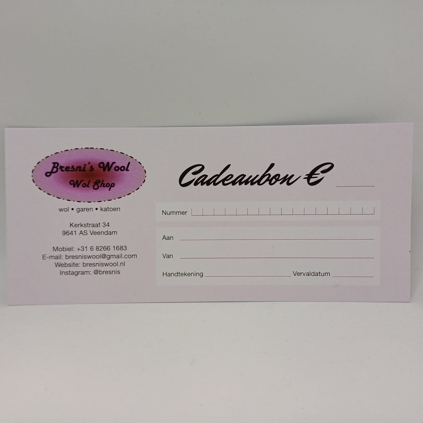 Bresni's Wool Cadeaubon