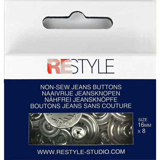 Restyle, Naaivrije jeansknopen, metaal kleur
