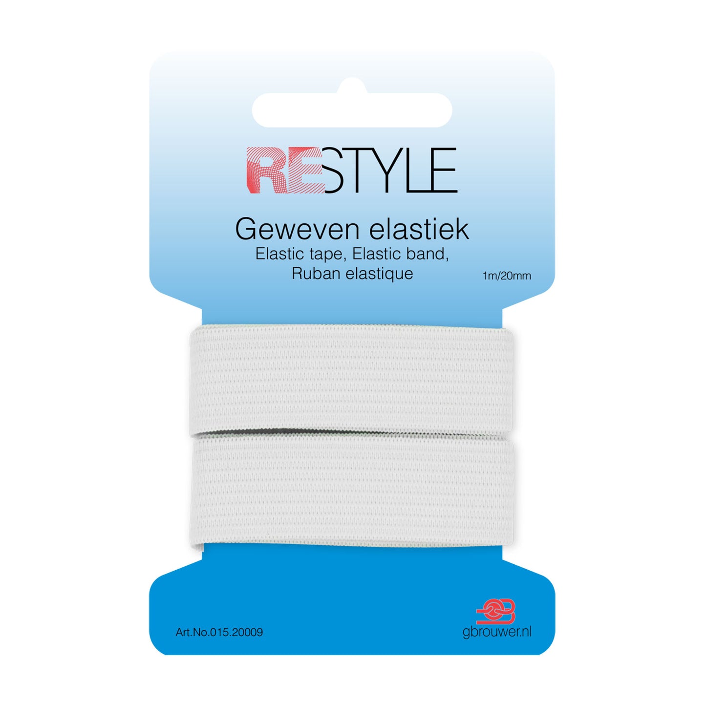Restyle, geweven elastiek, wit 20mm