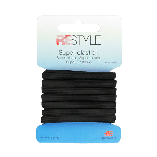 Restyle, Super Elastiek, zwart, 4,5mm