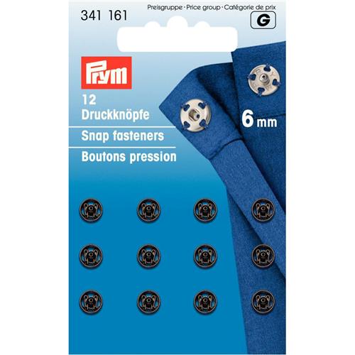 Prym Drukknopen 6mm, kleur zwart