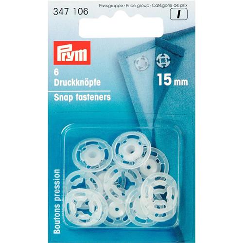 Prym Drukknopen 15mm, kleur transparant