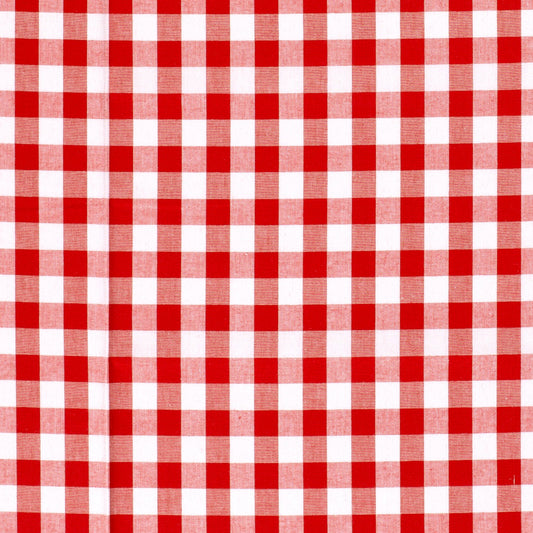 Katoen Poplin stof garengeverfd Ruiten Rood