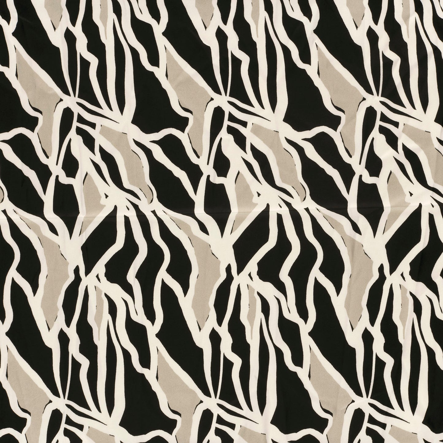 Satijn Duchesse stof bedrukt Abstract Zwart
