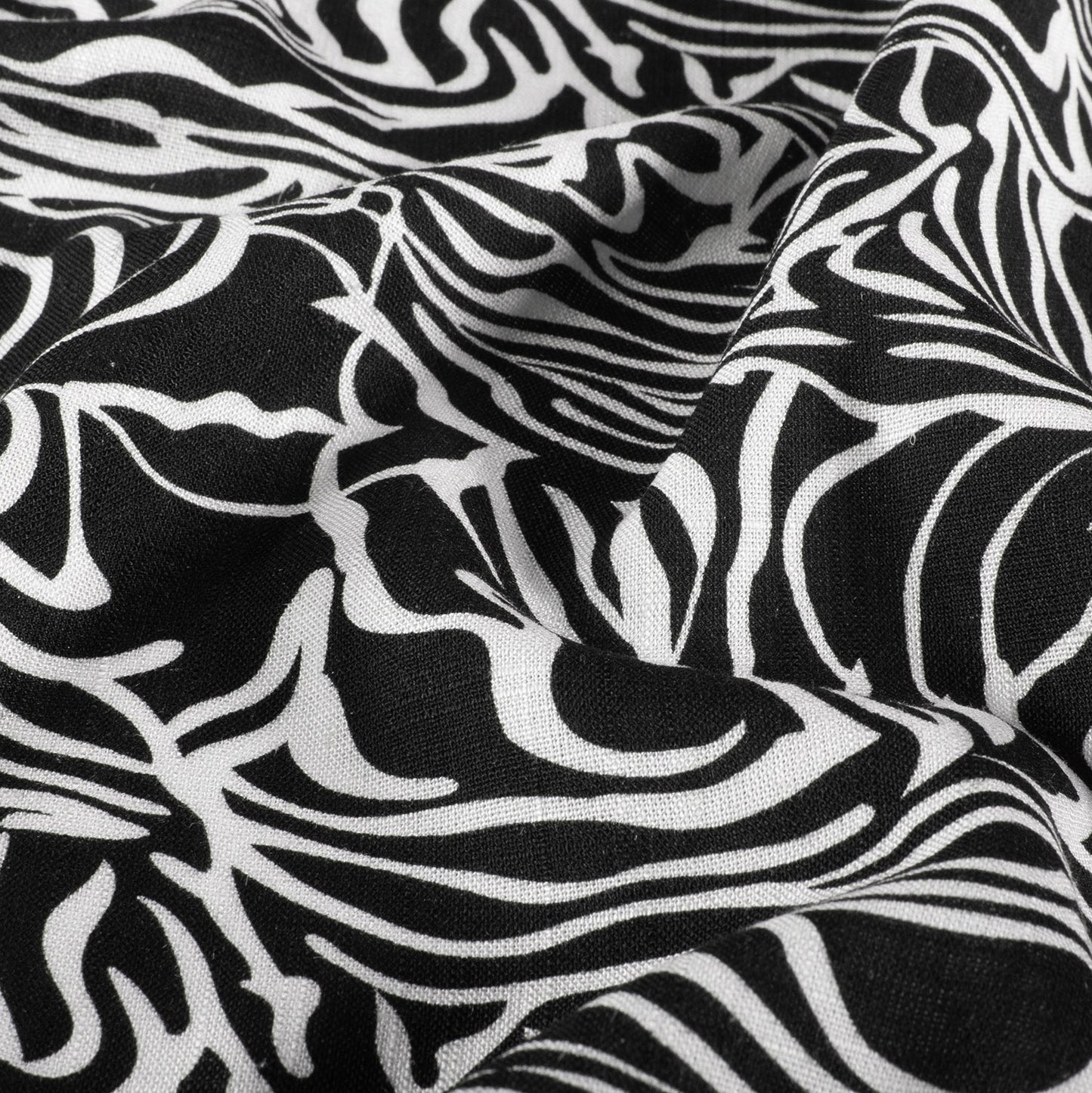 Geweven Viscose Linnen stof bedrukt Zebra's Wit
