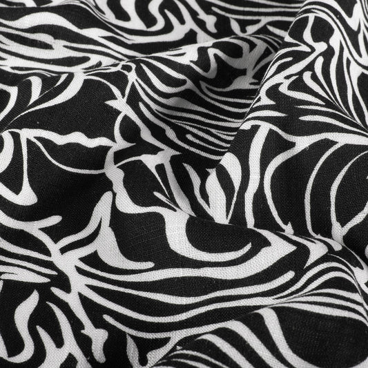 Geweven Viscose Linnen stof bedrukt Zebra's Wit