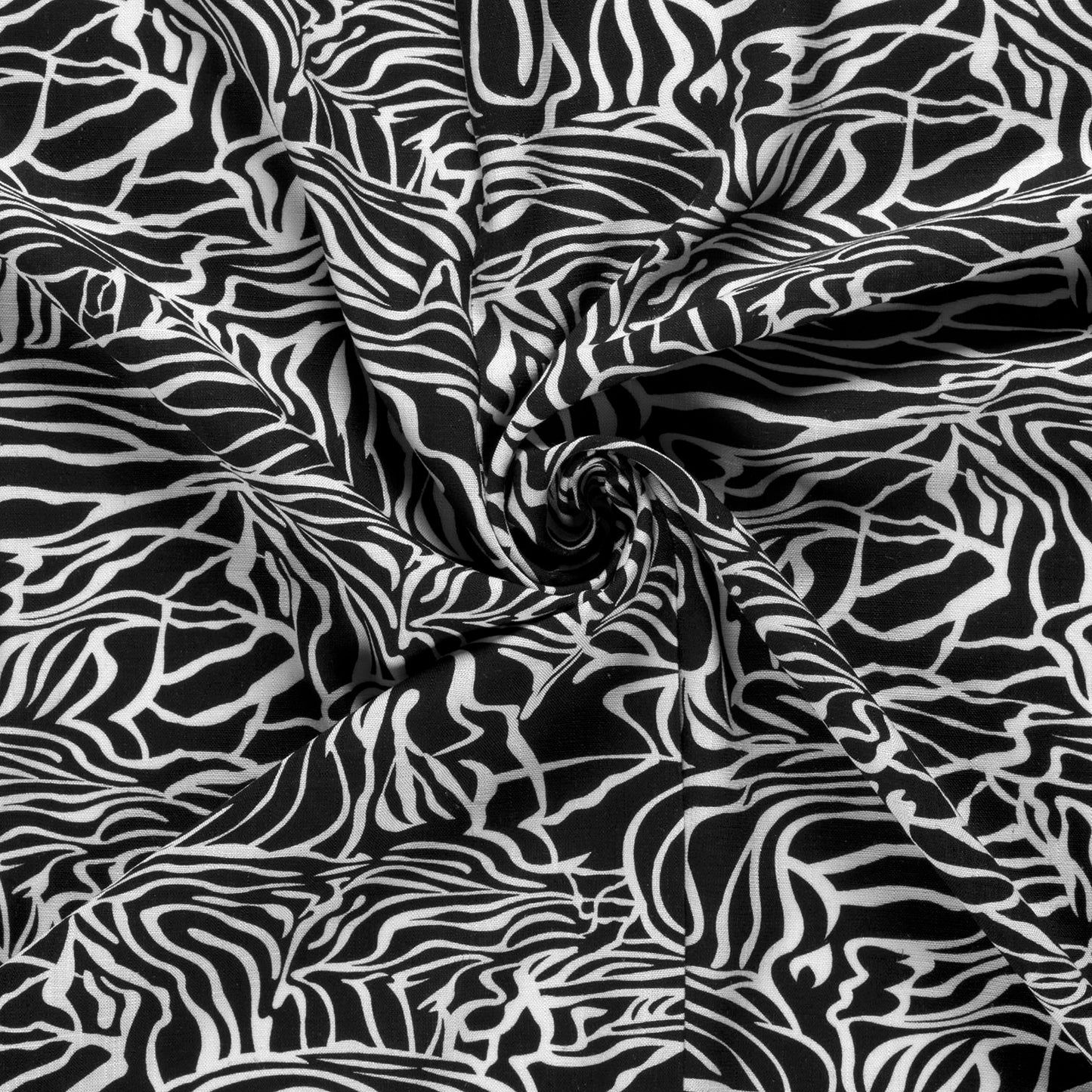 Geweven Viscose Linnen stof bedrukt Zebra's Wit