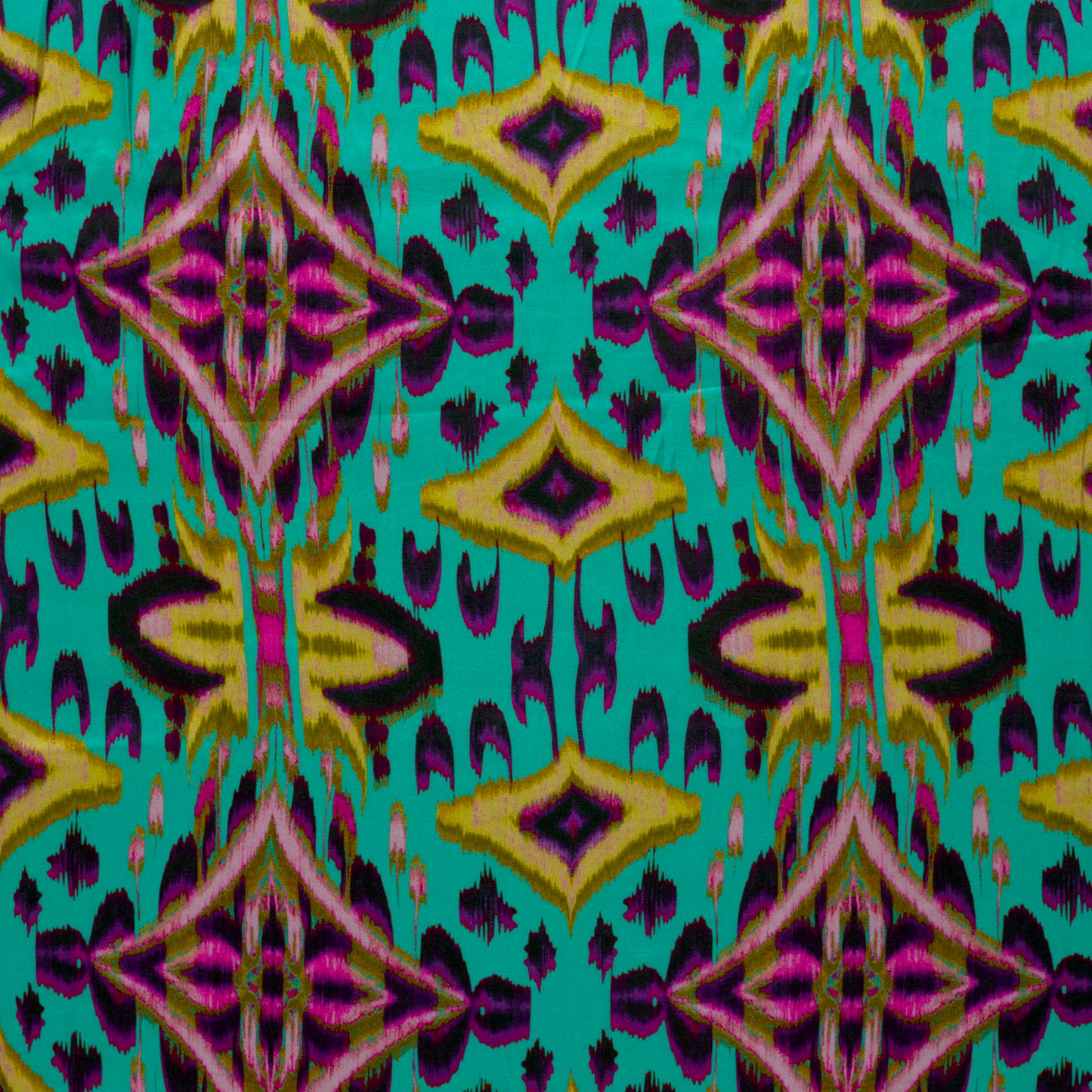 Viscose Satijn stof bedrukt Abstract Donker mint