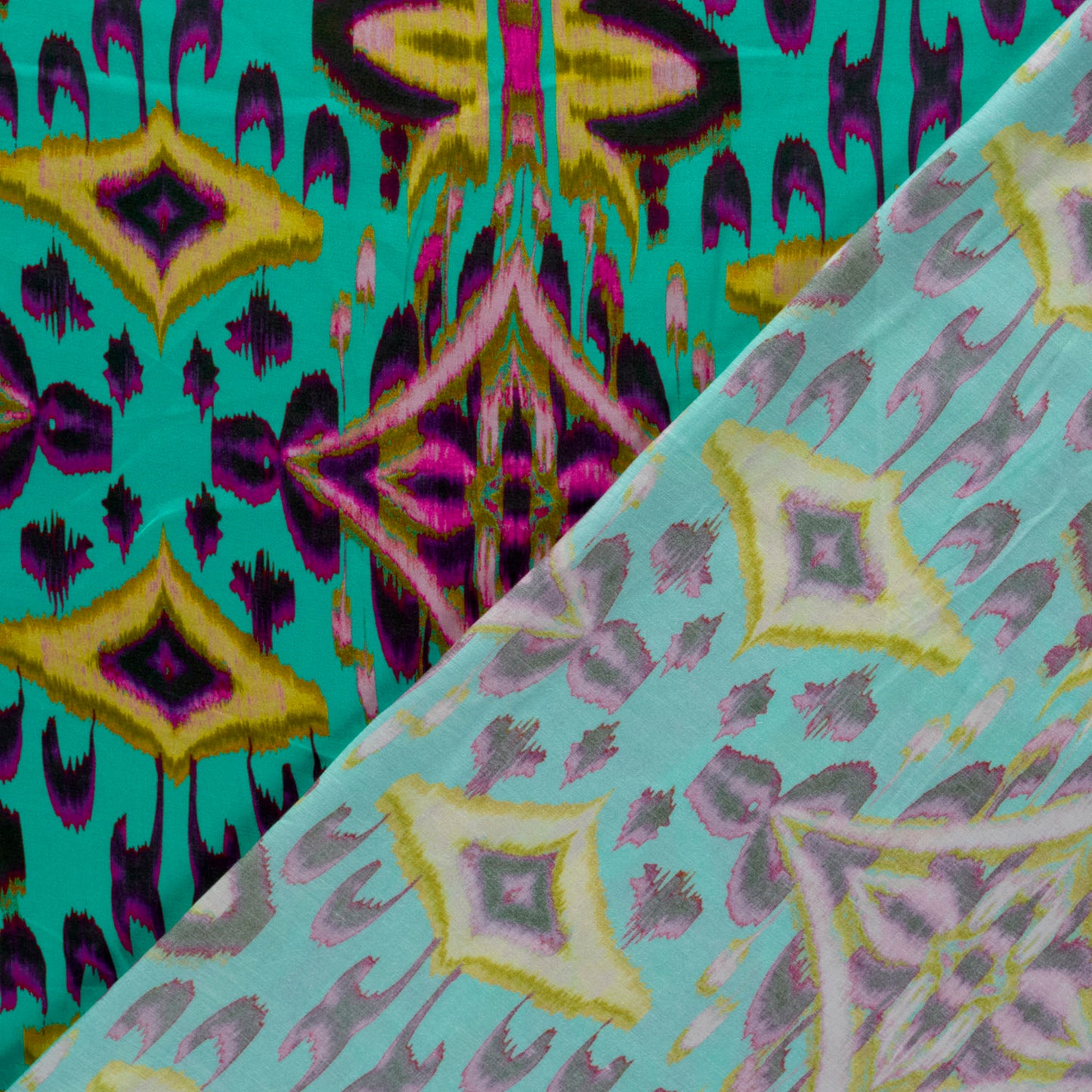 Viscose Satijn stof bedrukt Abstract Donker mint
