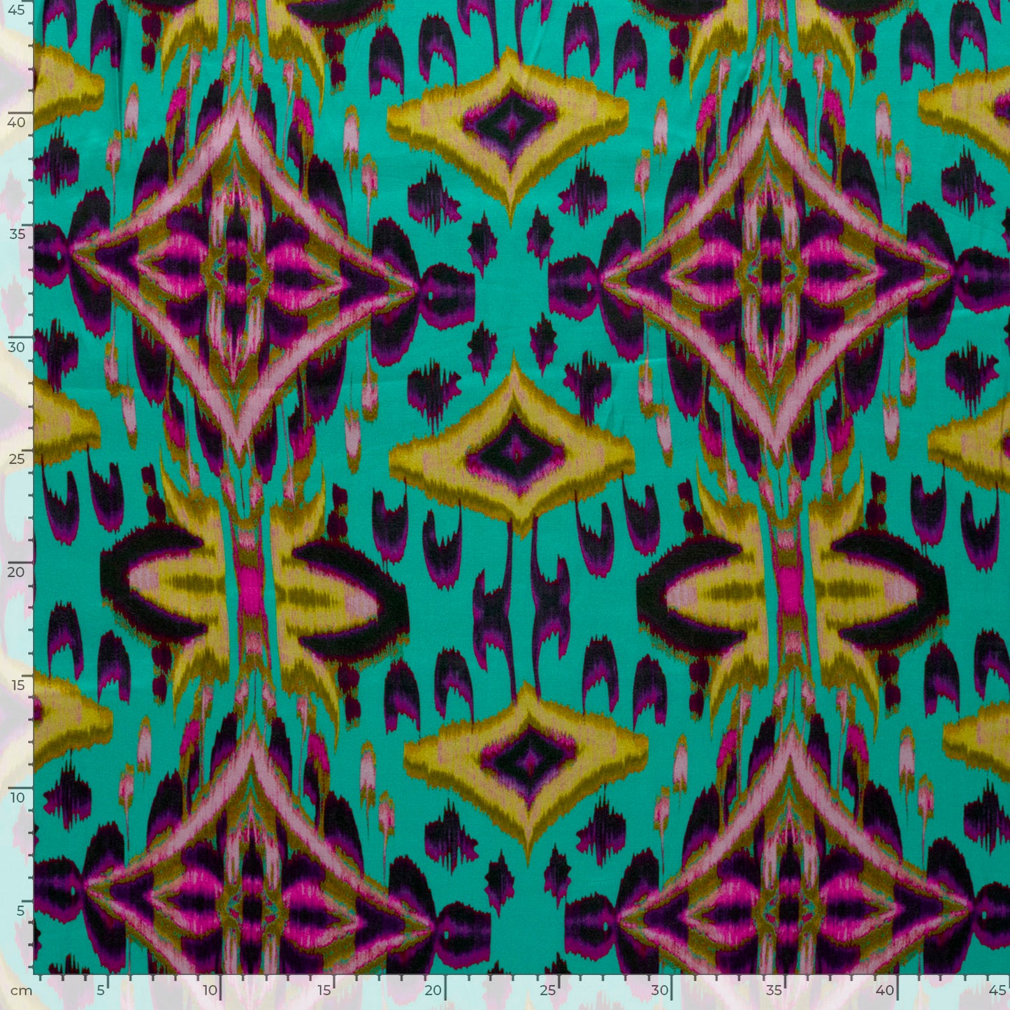 Viscose Satijn stof bedrukt Abstract Donker mint