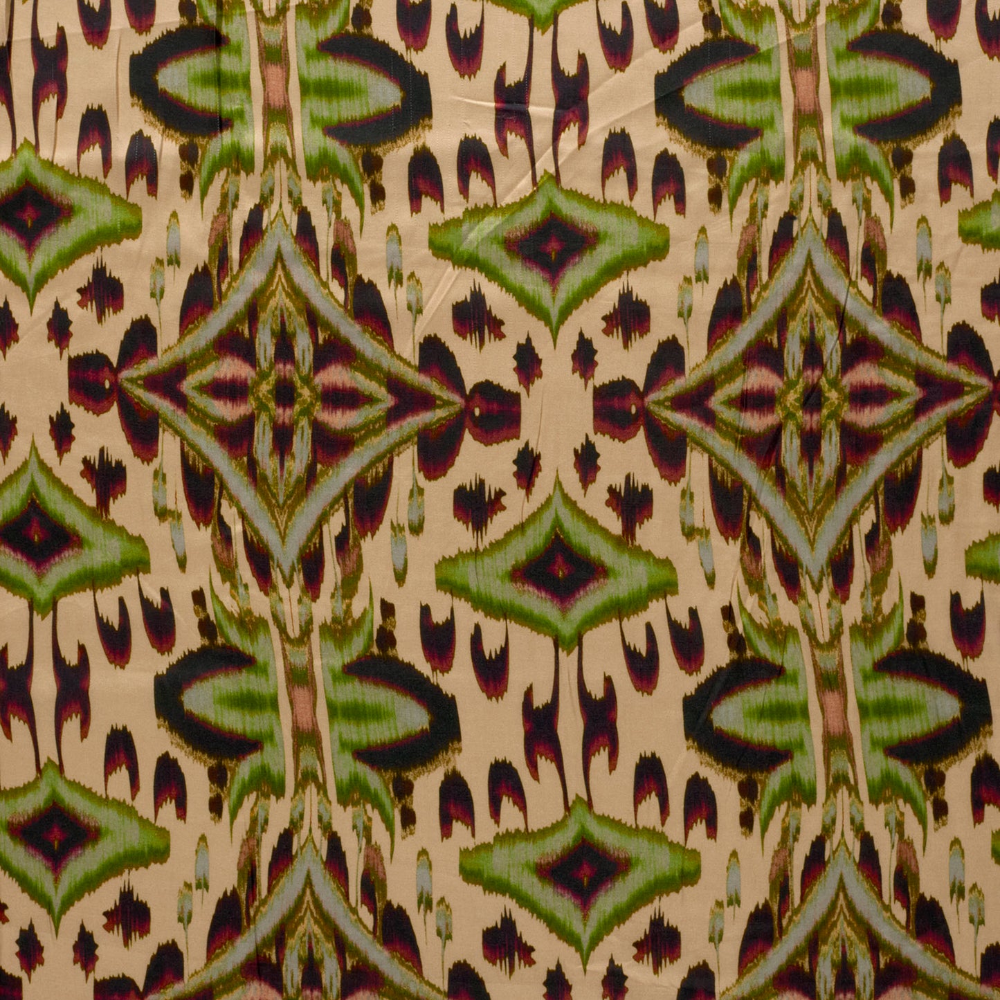 Viscose Satijn stof bedrukt Abstract Beige