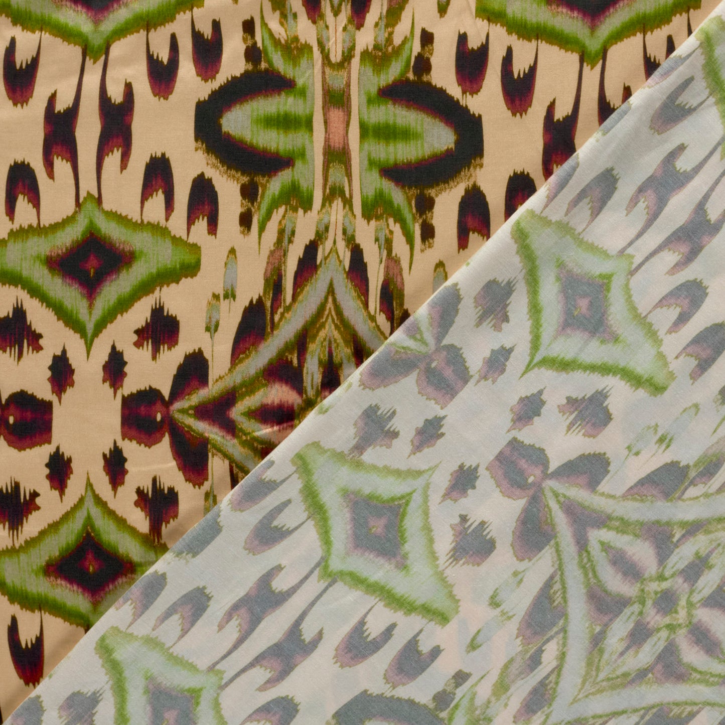 Viscose Satijn stof bedrukt Abstract Beige