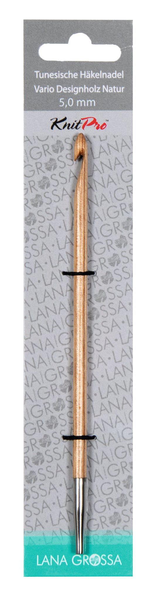 Lana Grossa/KnitPro, Tunesische Haaknaald Vario Designholz Natur, 3mm
